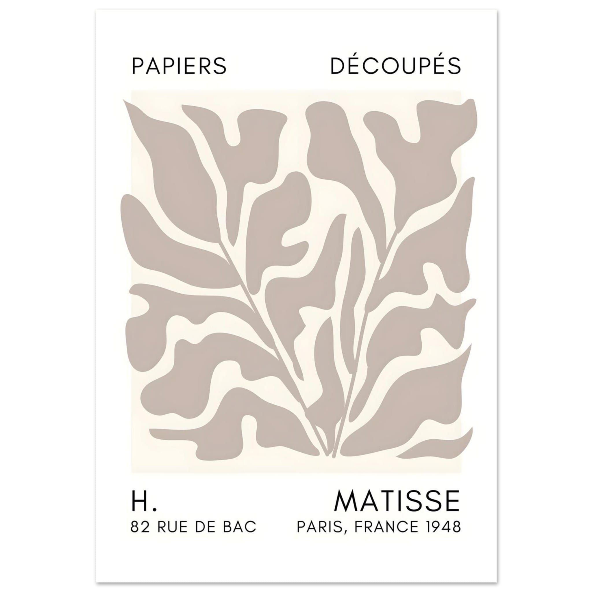 Artfulprints Poster Matisse – Seabed shapes grey  - 70x100 cm - Grijs