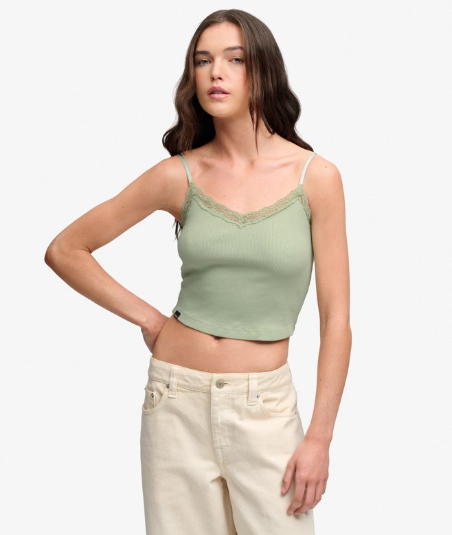Essential Lace Trim Cropped Cami Top