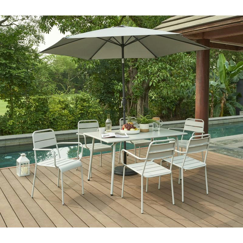 - Parasol droit en aluminium et acier - toile gris ardoise