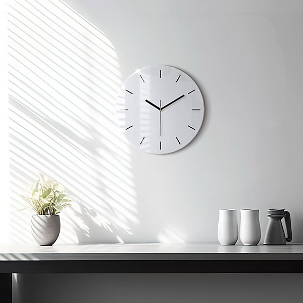 Horloge murale Wallfluent fi30 cm Aiguilles noires Blanc 1 pcs
