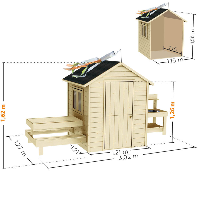 Cabane pour enfant Blanche 3,02 x 1,27 x 1,62 m SOULET
