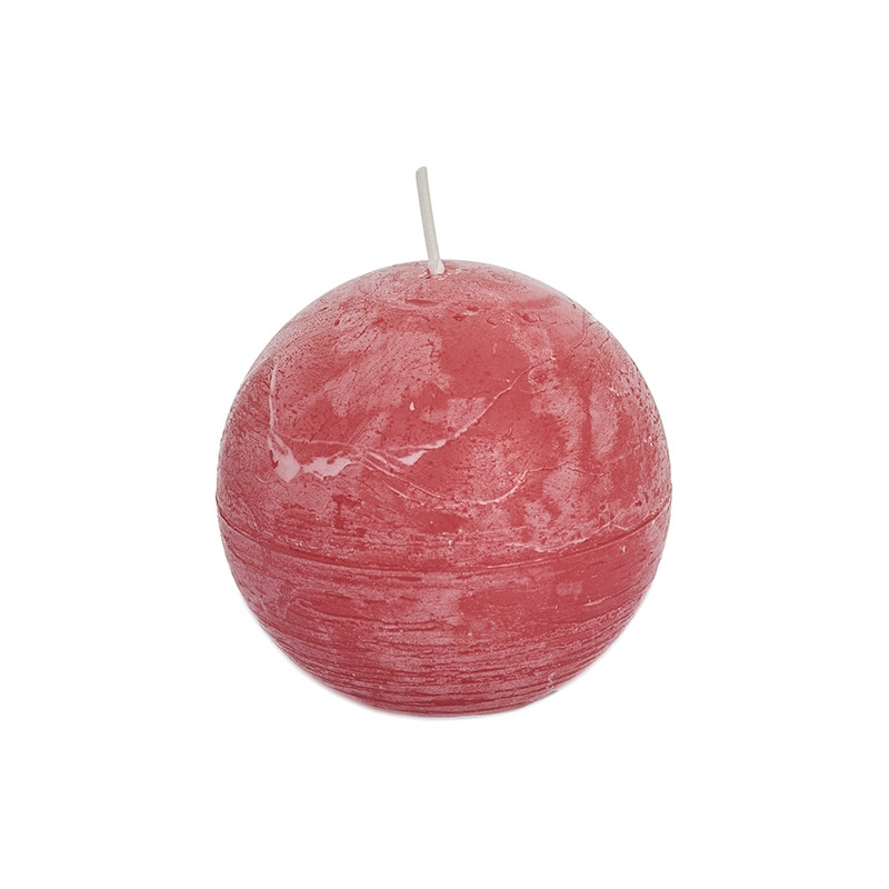 Bougie rustique Boule rose Ø 8 cm