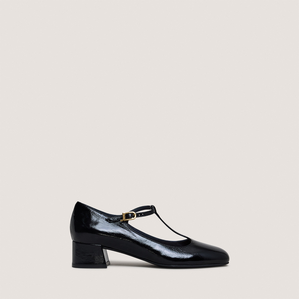 Salomés à petits talonsen cuir brillant noir | DALOME