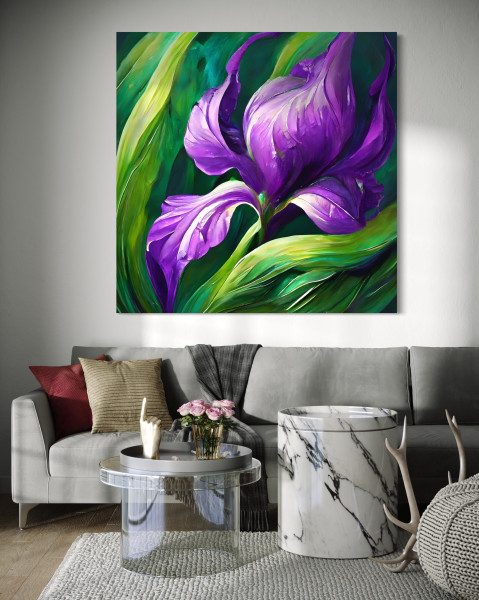 Feeby Obraz na płótnie, Malowane kwiaty irysa 30x30