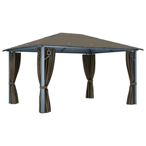 NNEVL Gazebo with Curtain 400x300 cm Taupe Aluminium