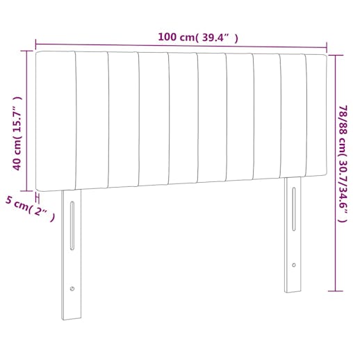 NNEVL LED Headboard Dark Grey 100x5x78/88 cm Fabric