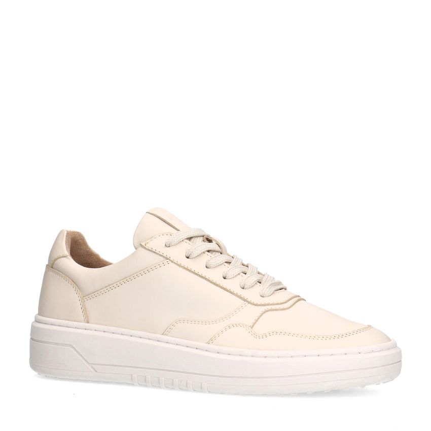 Manfield Beige leren sneakers