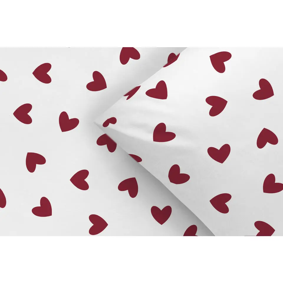 Dekbedovertrek Wies - wit/rood - 140x200/220 cm