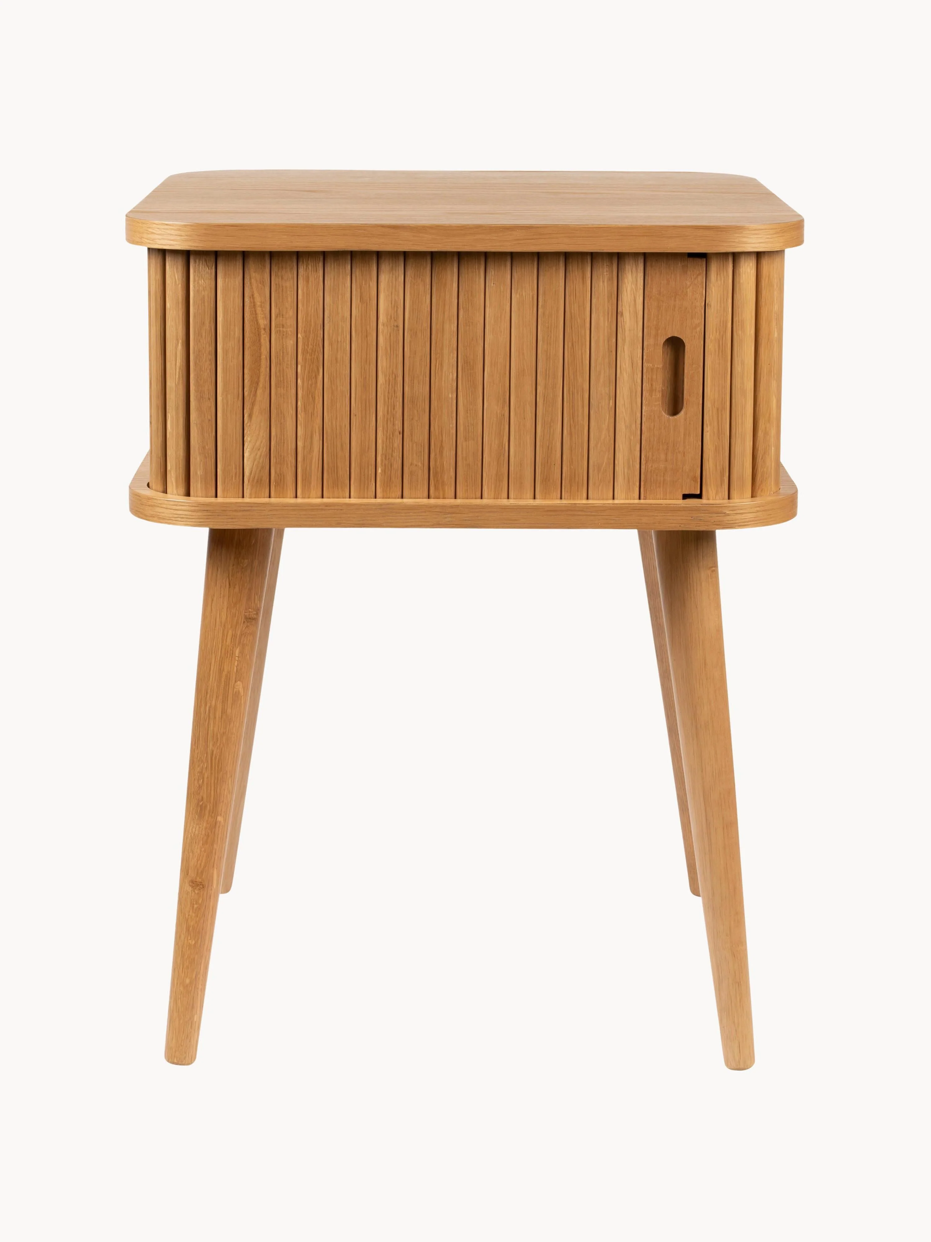 Holz-Nachttisch Barbier mit Rolltür und geriffelter Front