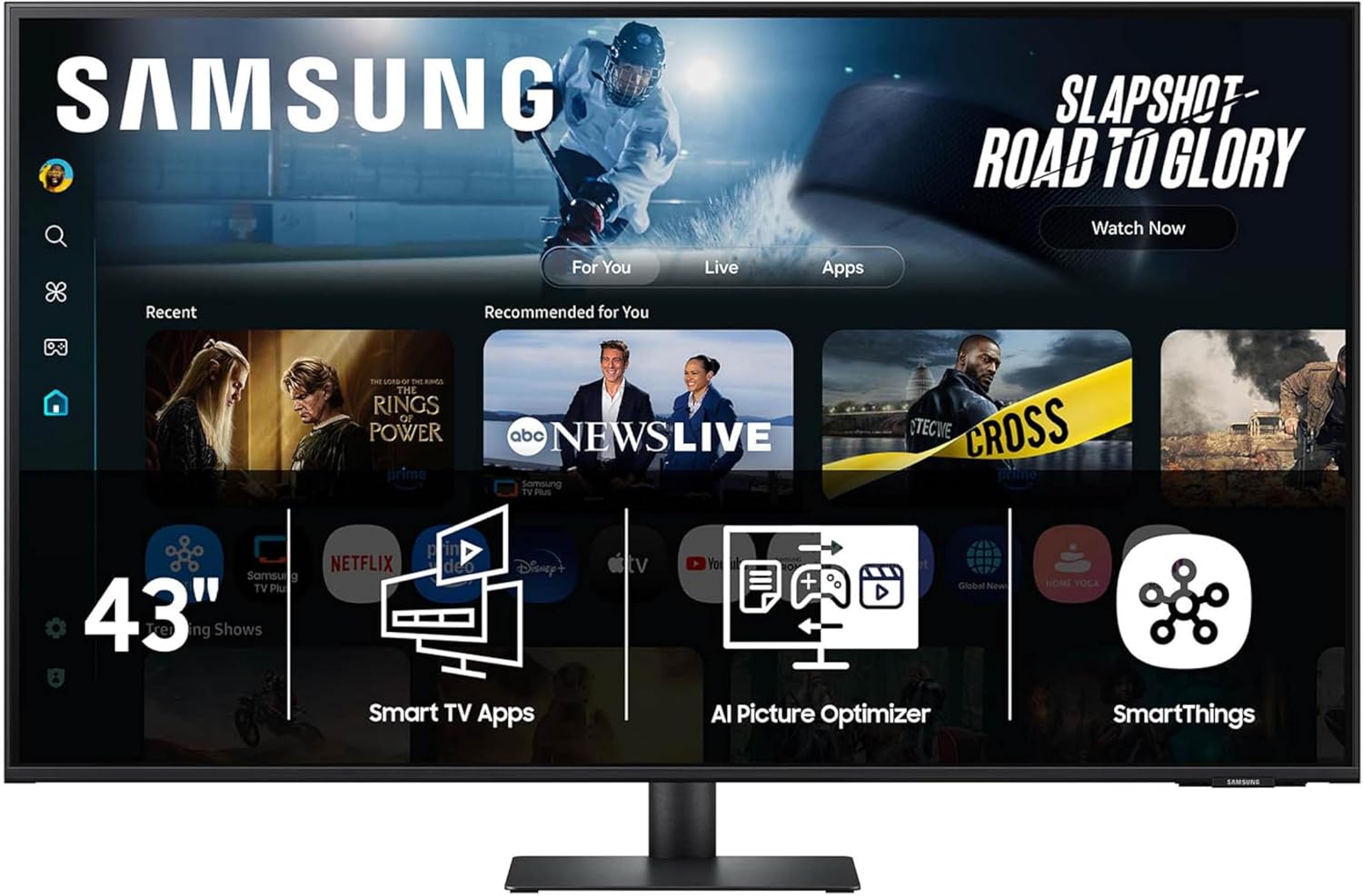 Samsung 43” Smart Monitor M7 (M70F) 4K UHD Display  Samsung Vision AI  Smart TV Apps  Gaming Hub  USB-C  HDMI and USB-A  Black  LS43FM702UNXZA  2025