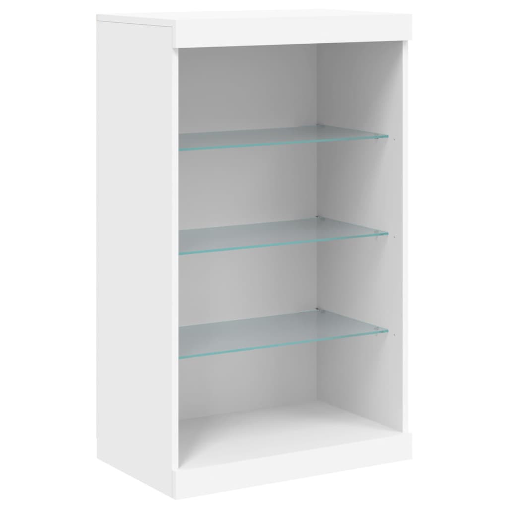 Szafka Biała LED Szklana 60.5x37x100 cm do Salonu Pokoju Sypialni