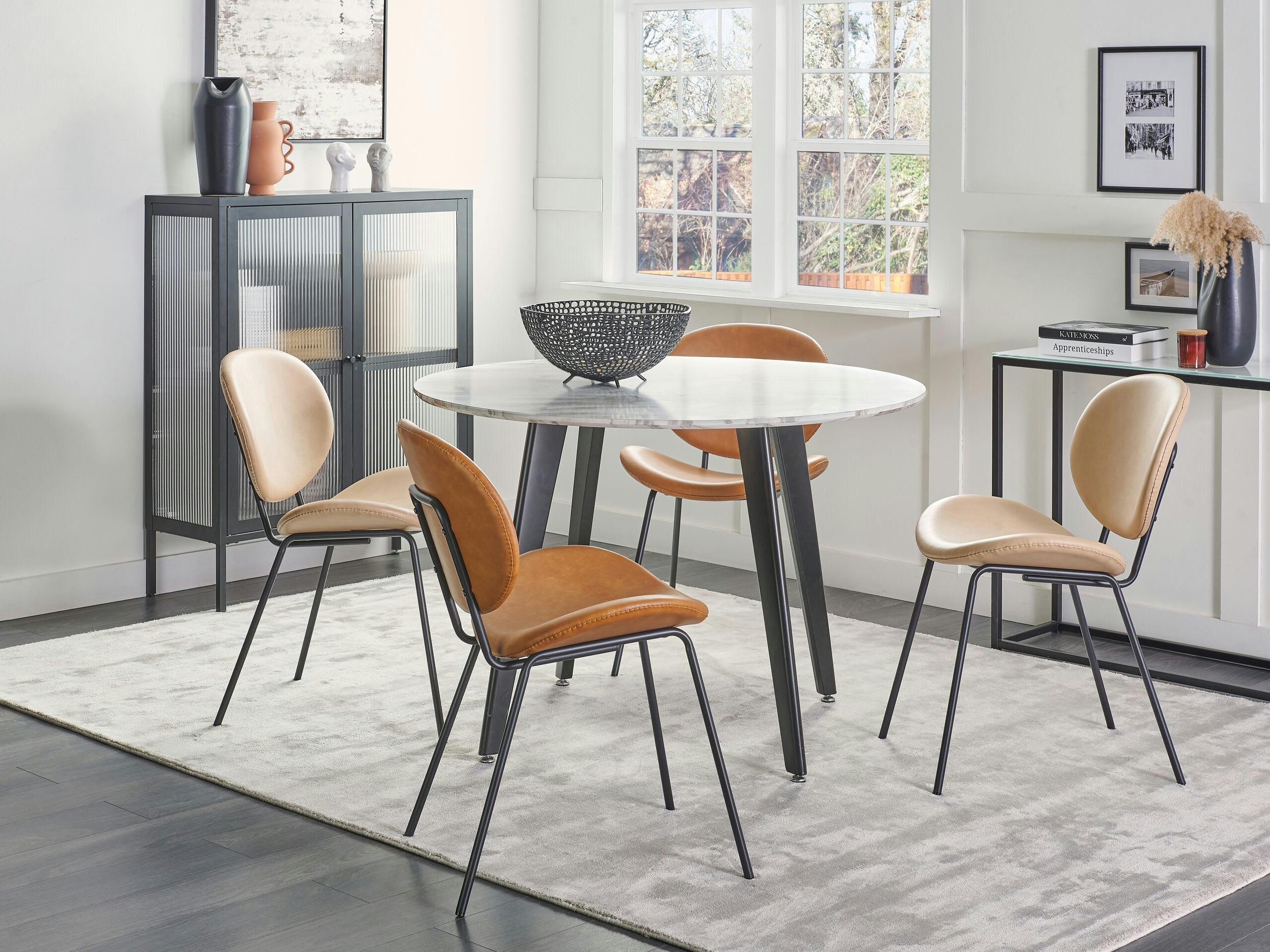 LUANA - Lot de 2 chaises de salle à manger en cuir PU marron doré