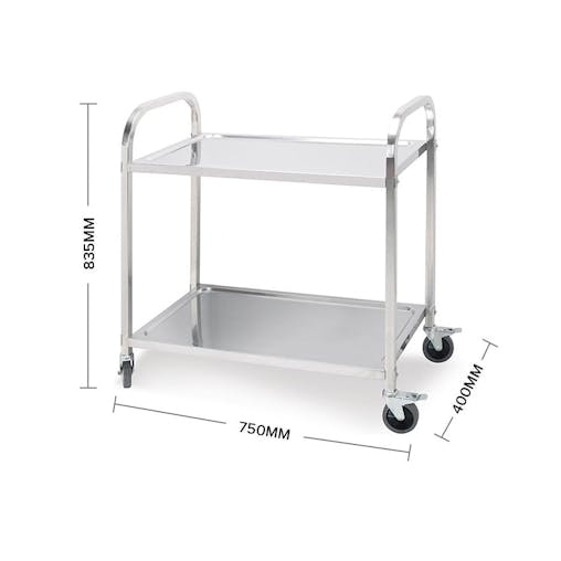 SOGA 2X 2 Tier Stainless Steel Food Cart Trolley Small 75x40x83.5cm