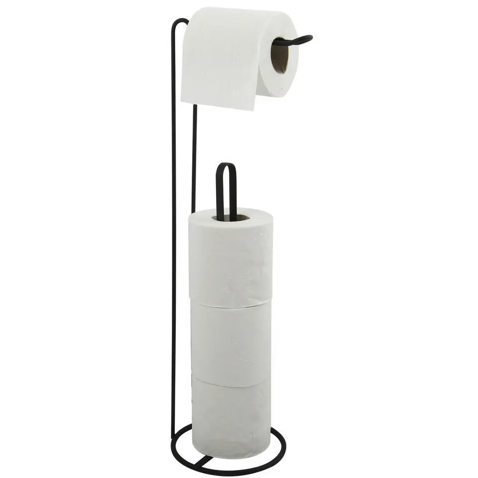 MSV Wc/toiletrolhouder reservoir - metaal - zwart - 54 cm