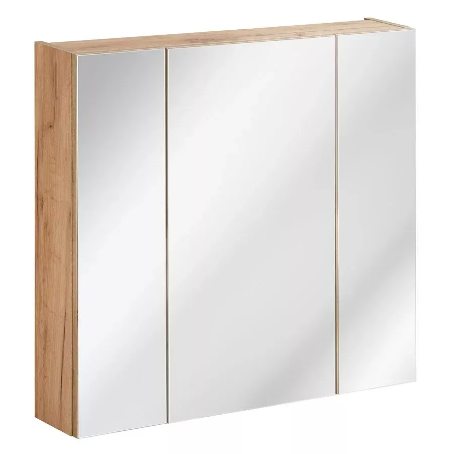 Podwieszana szafka łazienkowa z lustrem - Malta 5X Dąb 80 cm