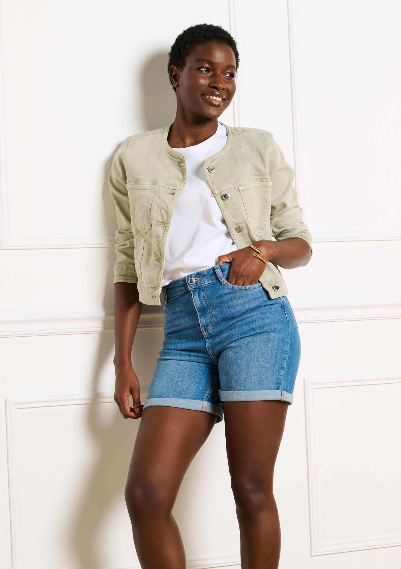 Denim short met hoge taille