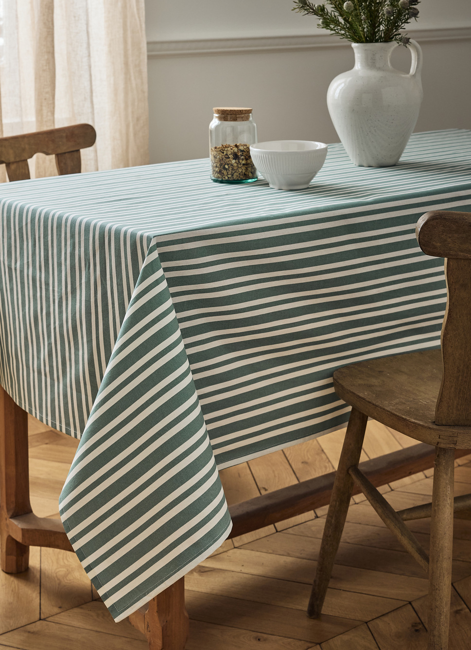 NAPPE EN COTON ENDUITE IMPRIMÉ RAYÉ AMANDE
