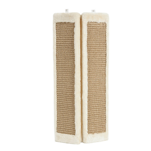 Griffoir d'angle beige 24 par 56 cm, pour chat
