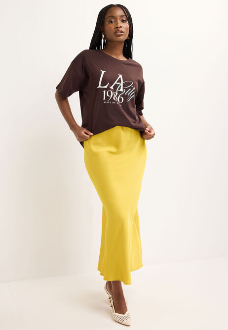 Womens Chocolate Brown Cotton LA City T-Shirt