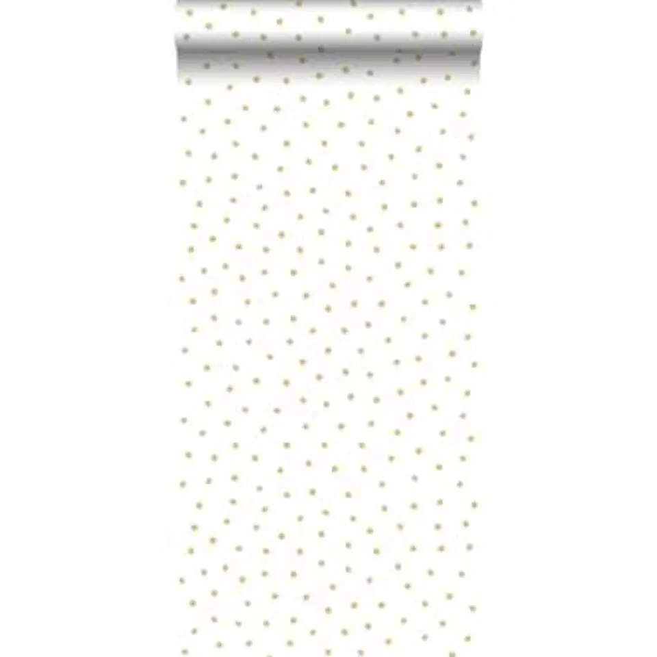 ESTAhome behang - stippen - glanzend goud en wit - 53 cm x 10.05 m