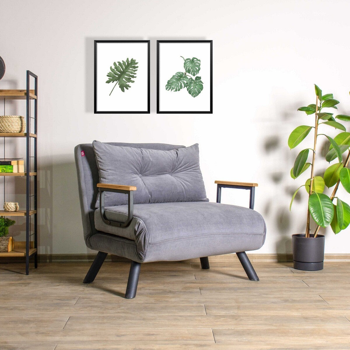 Calicosy - Slaapfauteuil SANDO - B67 cm - Lichtgrijs