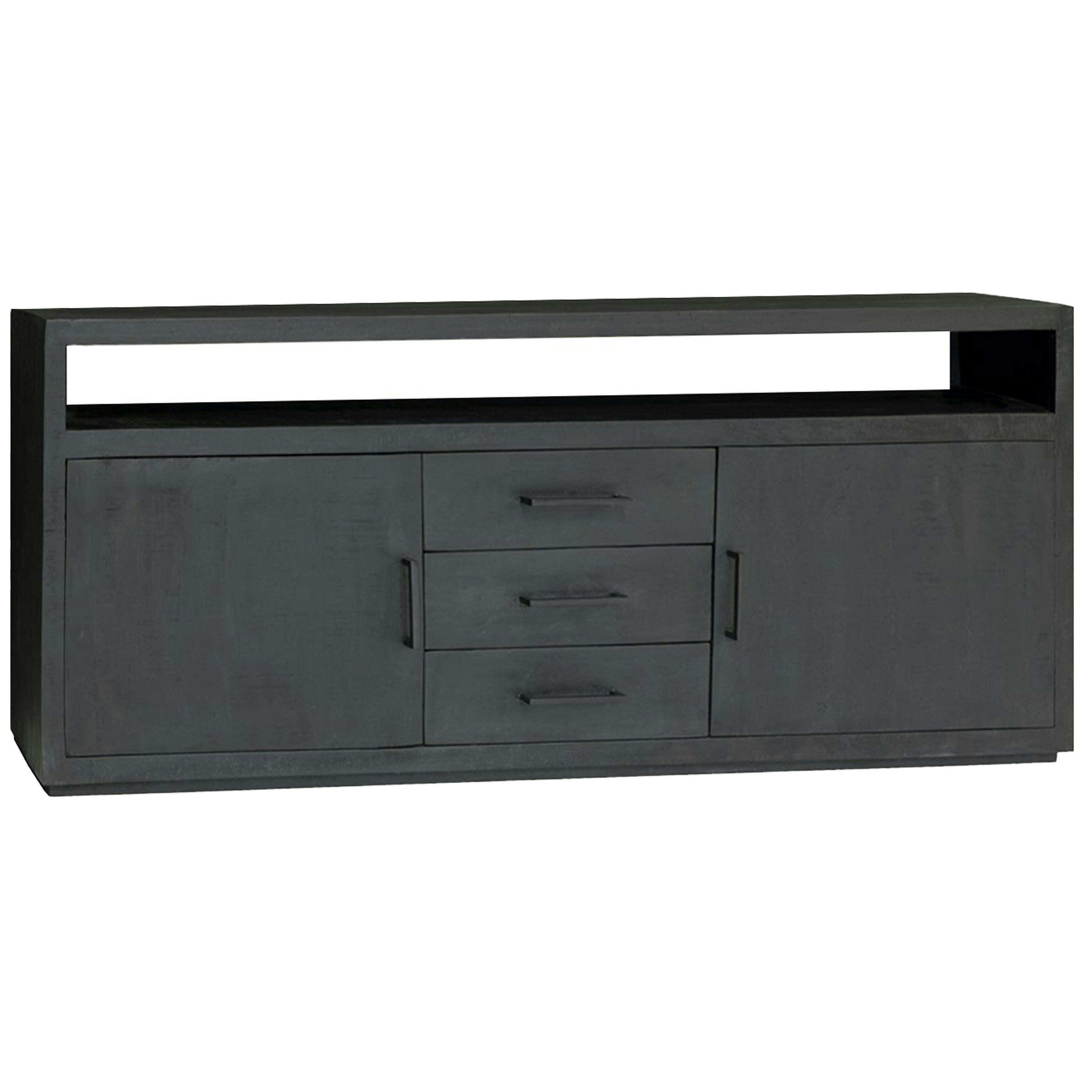 ANDUZ - ANDUZ-Bahut 2 portes 3 tiroirs L180cm en bois de Manguier massif noir