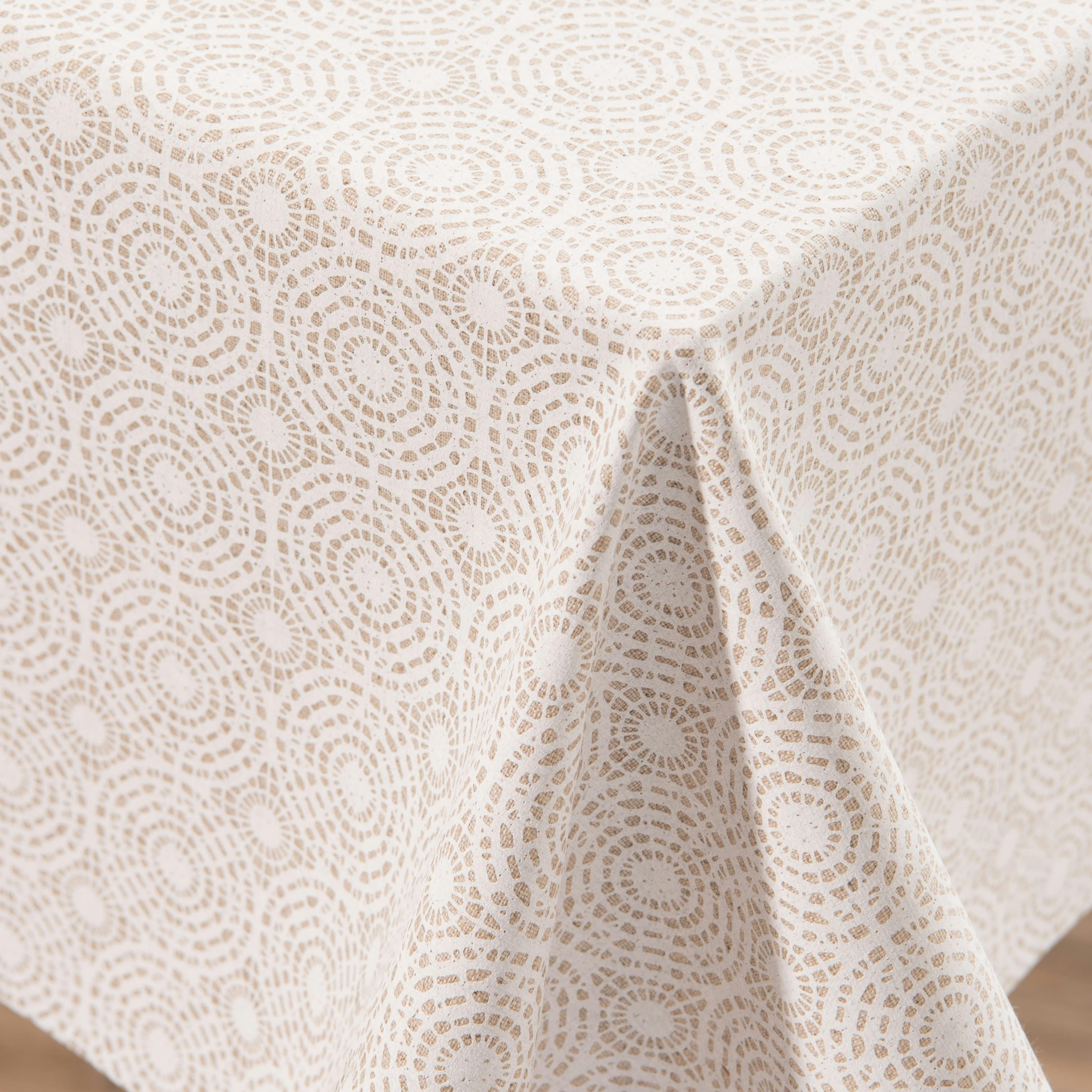 - Nappe enduite imprimée blanche et beige 140x250