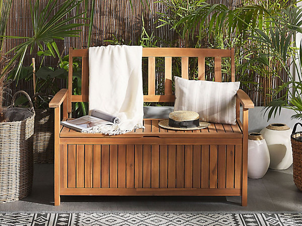 Banc de jardin SOVANA 120 cm avec rangement Acacia Marron