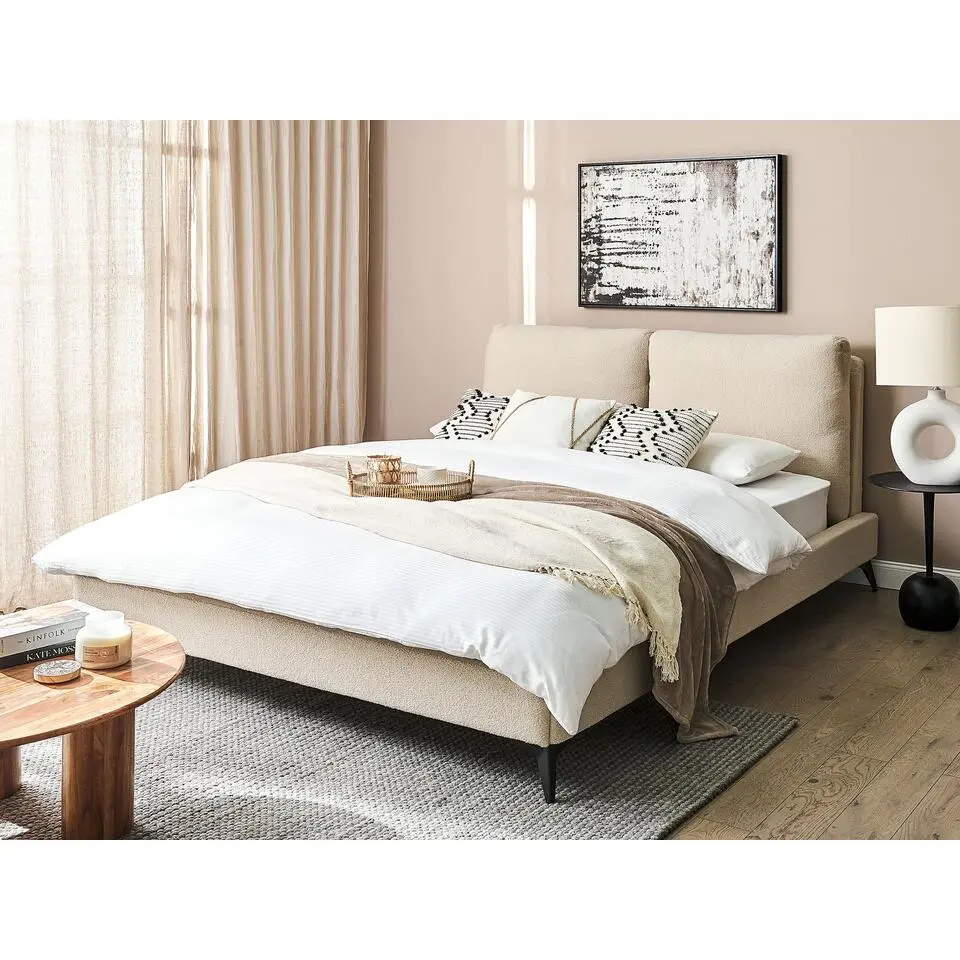 MELLE - Tweepersoonsbed - Beige - 160 x 200 cm - Boucl&eacute;