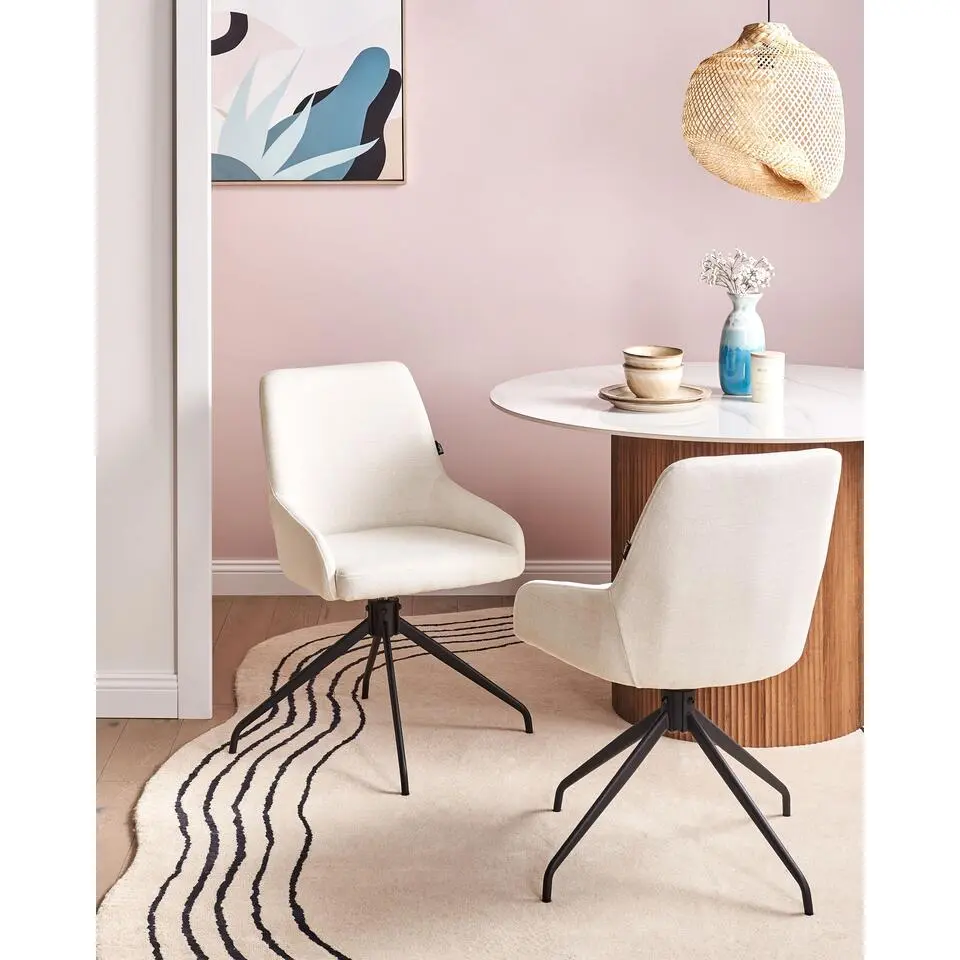 JENNER - Set van 2 eetkamerstoelen - Gebroken wit - Polyester