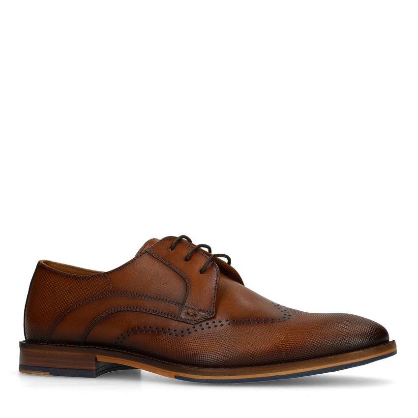 Manfield Cognac leren veterschoenen