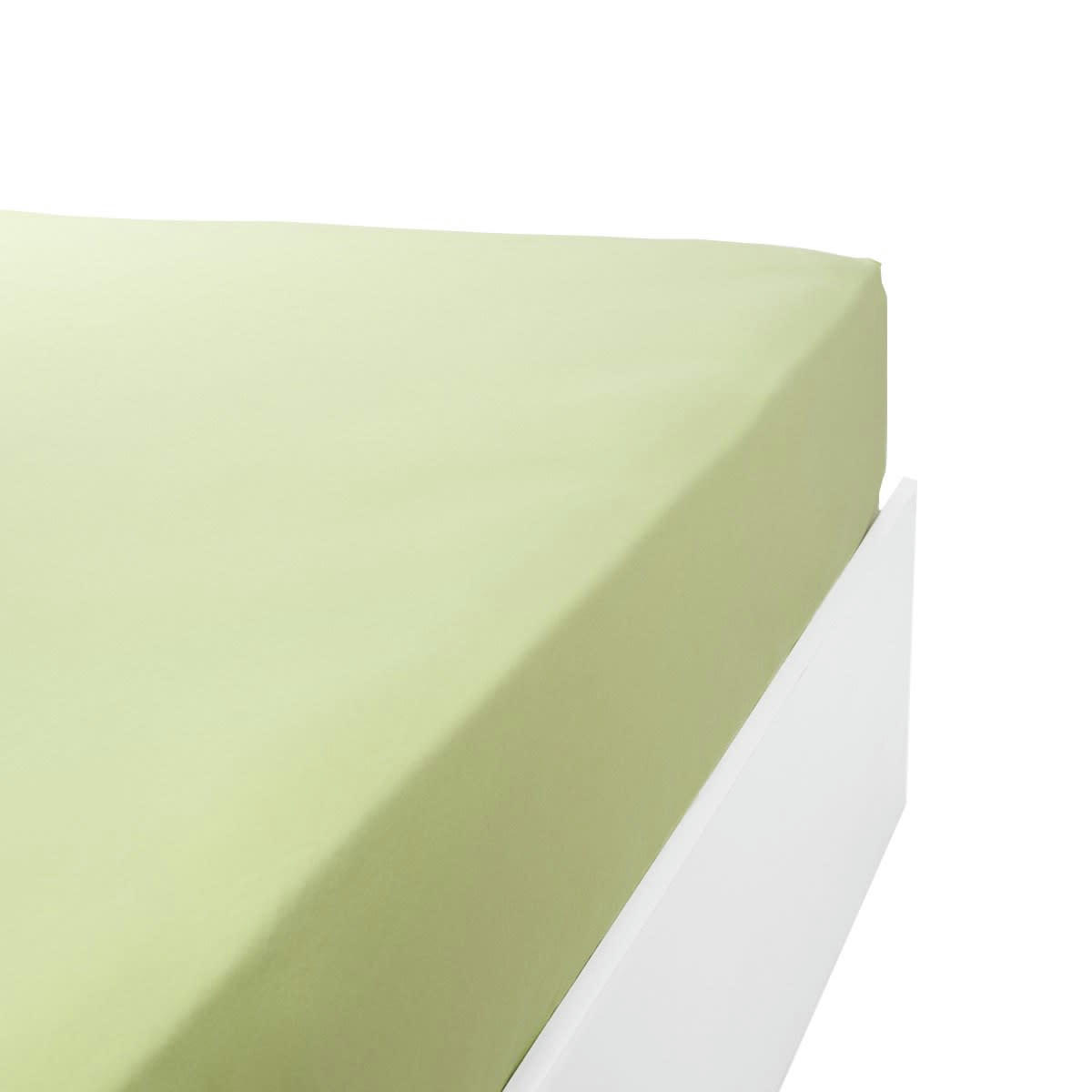 TOUDOUX - Drap housse flanelle en Molleton Vert anis 200x200 cm