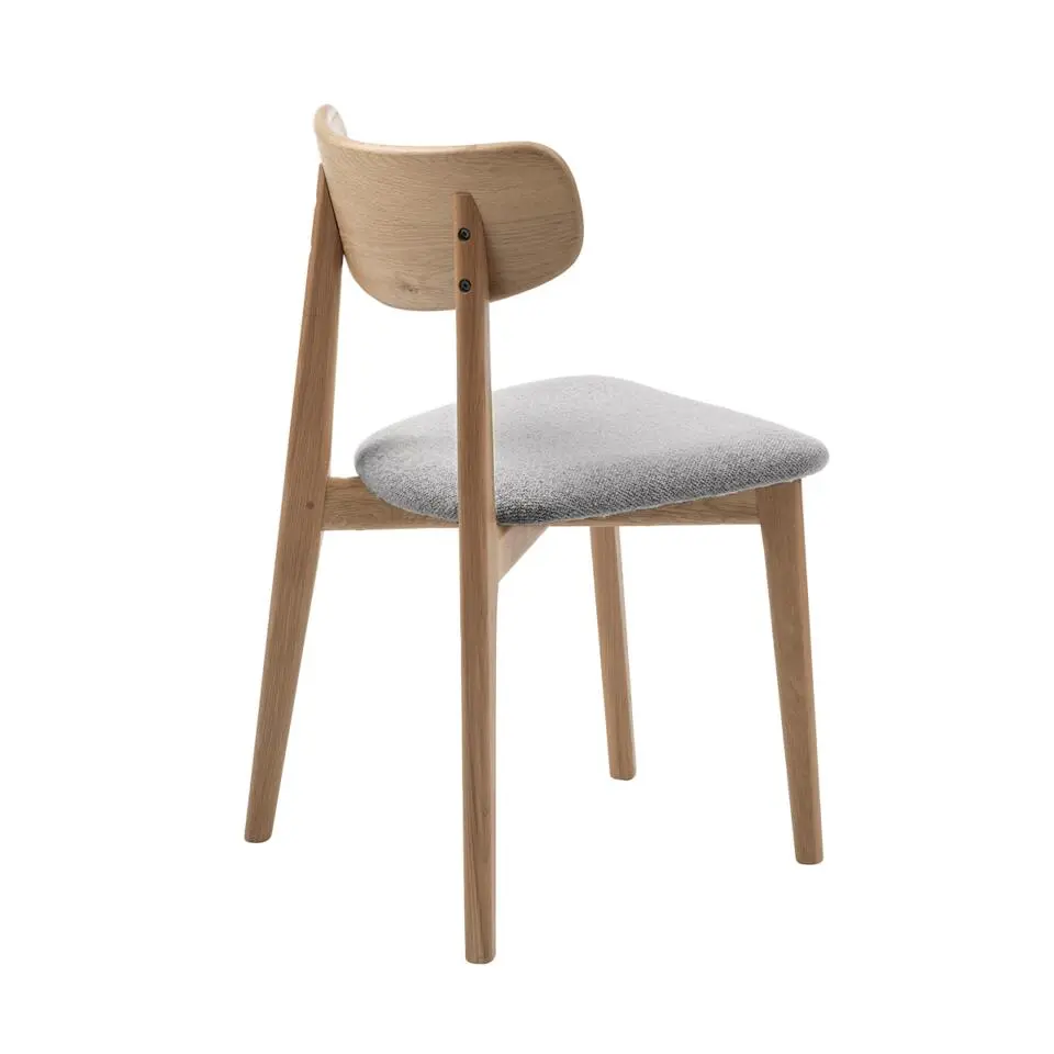 Olivine Eline Eikenhouten Eetkamerstoel Naturel - Boucl&eacute; Grijs