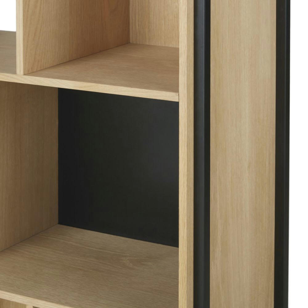 Mudo - Bibliothèque 5 étagères en métal noir et marron