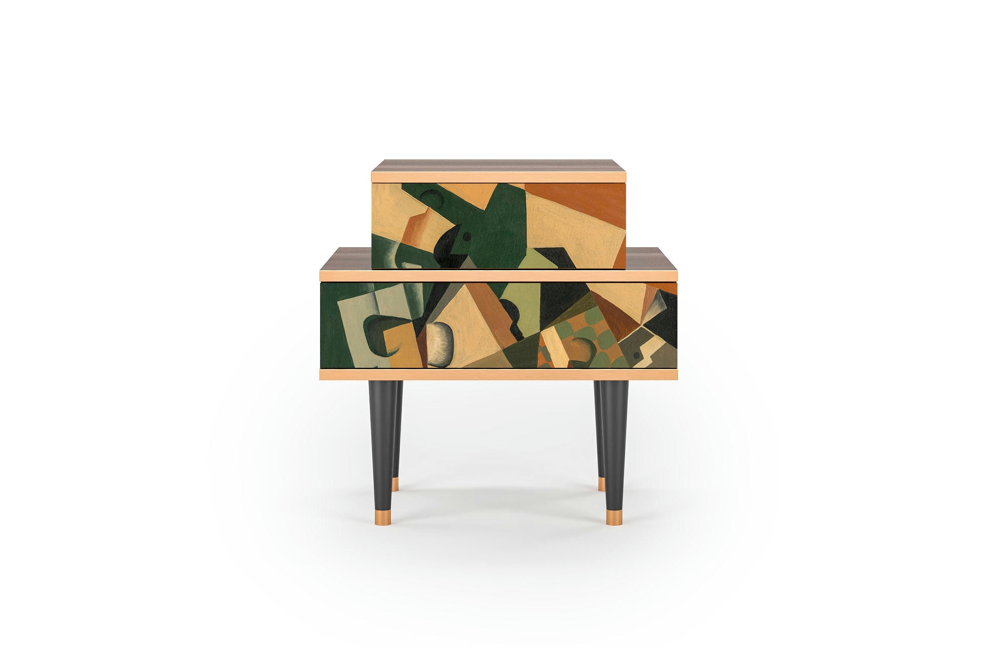 GLASS AND CHECKERBOARD BY JUAN GRIS - Table de chevet multicolore 2 tiroirs L 58 cm
