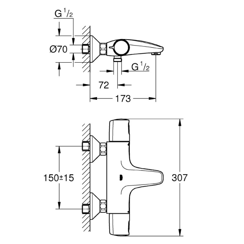 Mitigeur thermostatique bain et douche Precision Trend noir GROHE