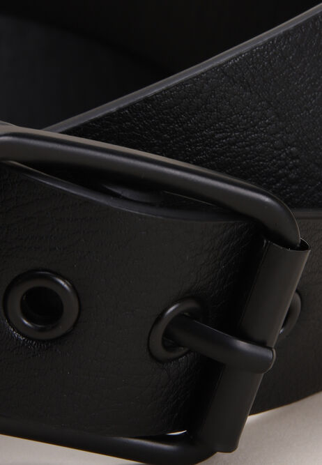 Mens Black Plain Large Buckle Belt