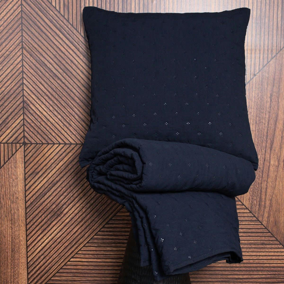 ESSENTIAL - Couvre lit boutis bleu marine 240x260