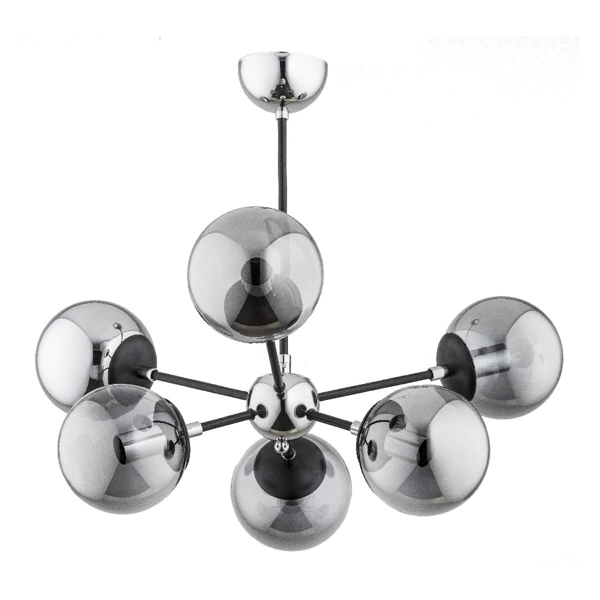 Lampa wisząca chromowana czarna-dymiona MELODY 6xE14x10W Alfa