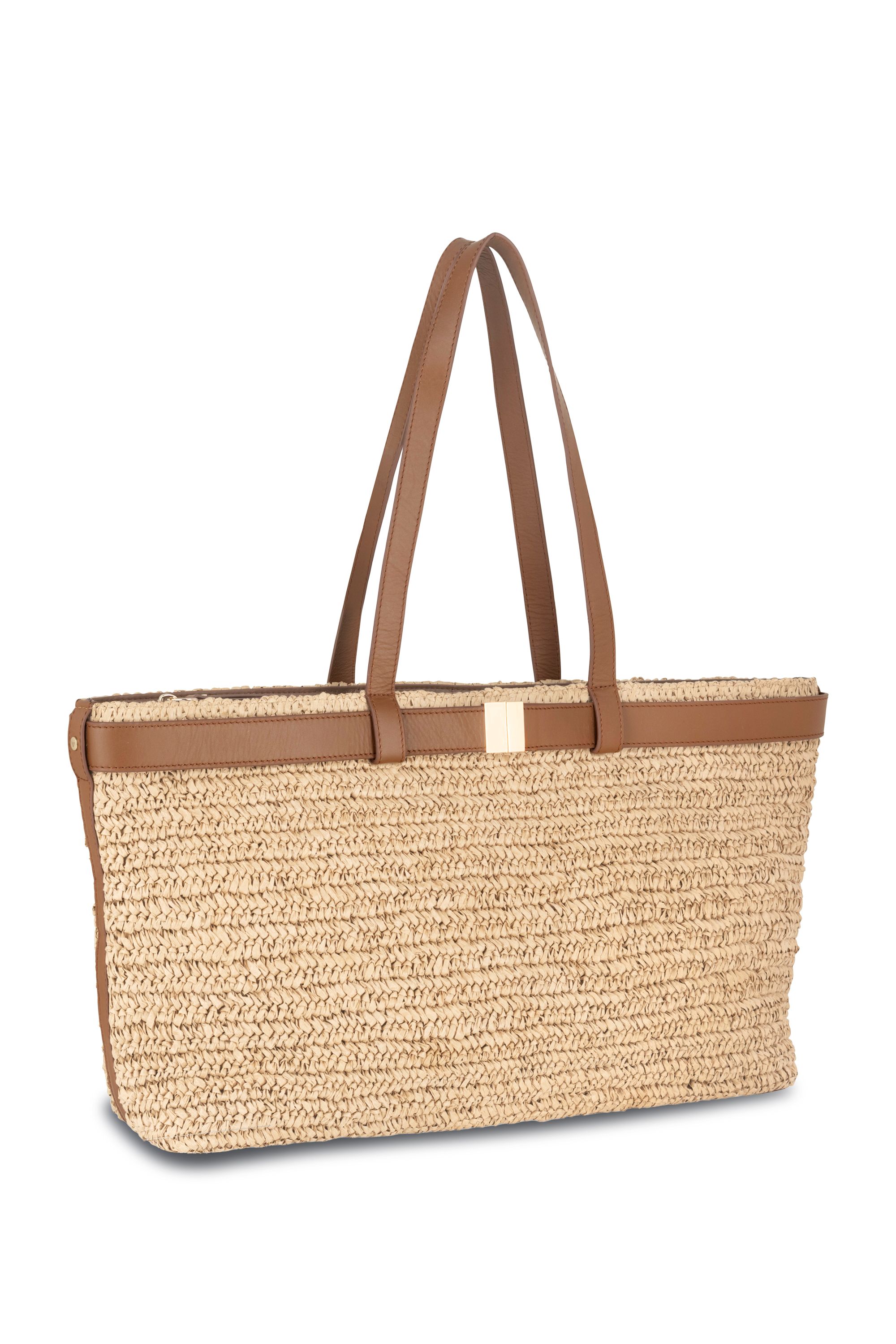 Apatchy London The Esme Raffia Tote Bag with Leather Trim