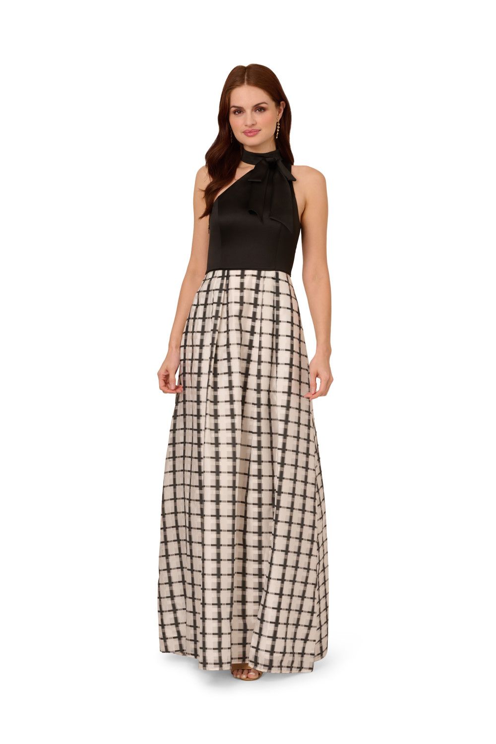 Adrianna Papell Plaid Combo Gown