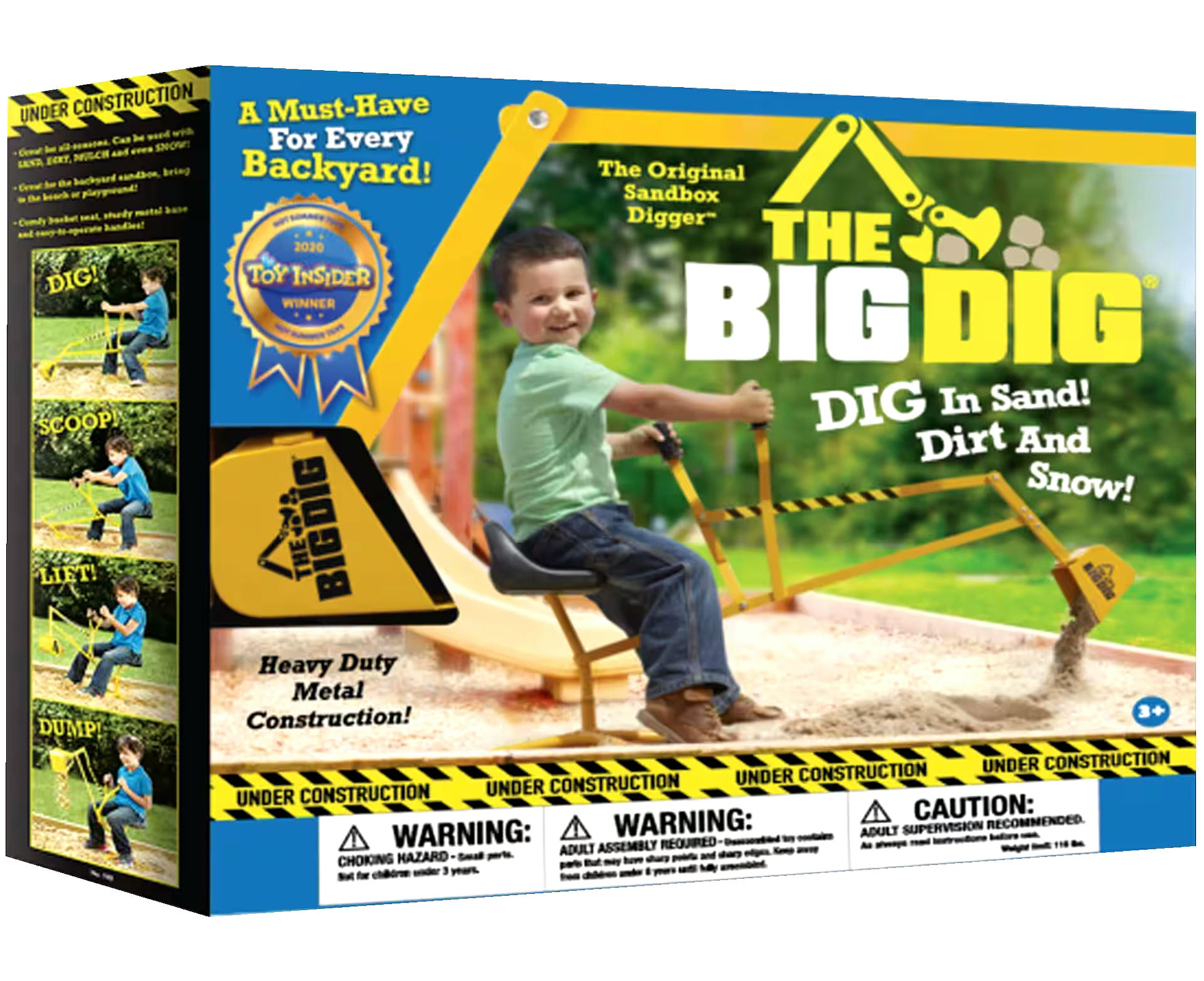The Big Dig Kids' Ride-On Digger/Excavator, Heavy Duty Steel Sandbox/Beach Toy, Age 3+