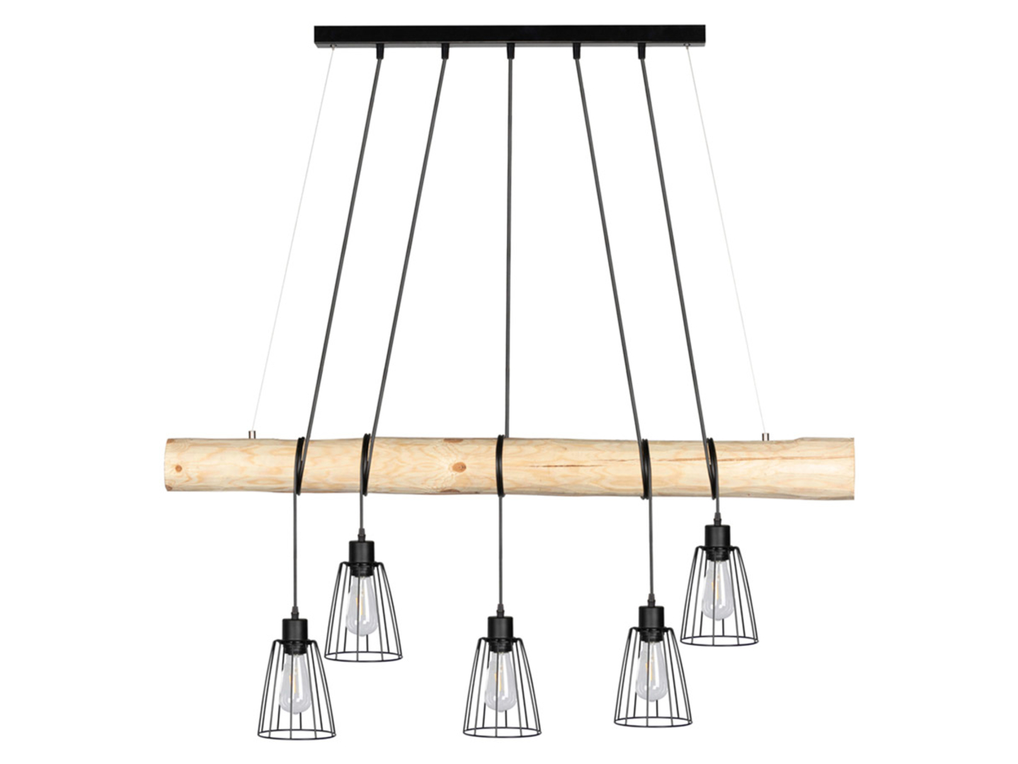 Lampa wisząca Trabo Long 5-punktowa drewniana brązowa