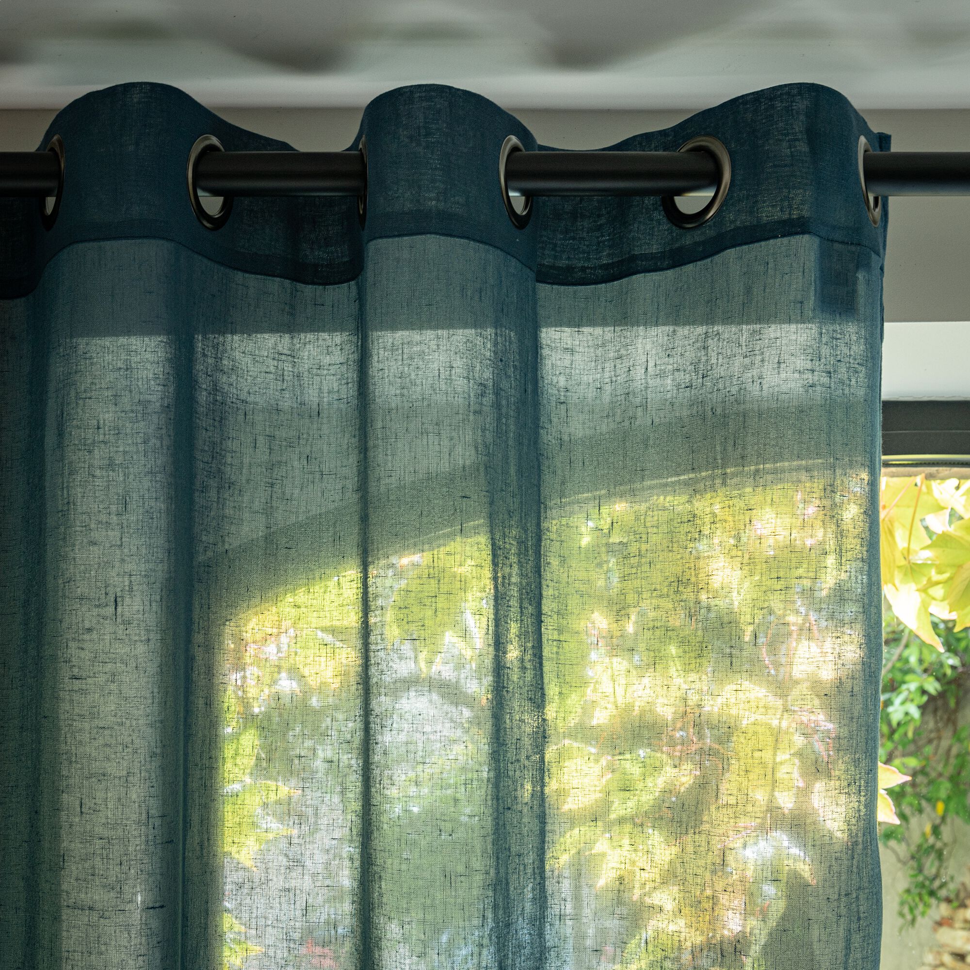 DUNE - Voilage à œillets en polyester 135x250cm - bleu figuerolles