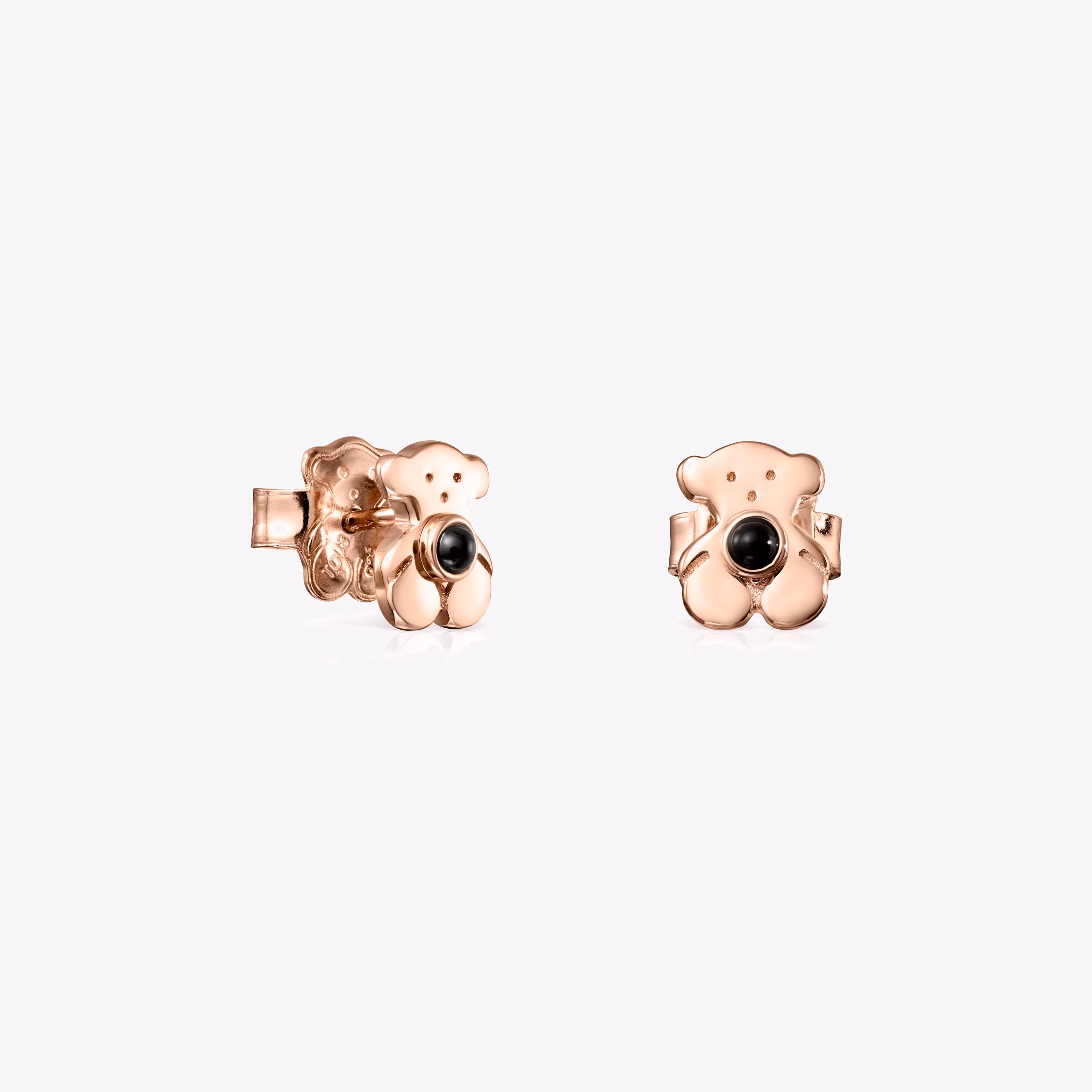 Pendientes con baño de oro rosa 18 kt sobre plata y ónix Real Sisy