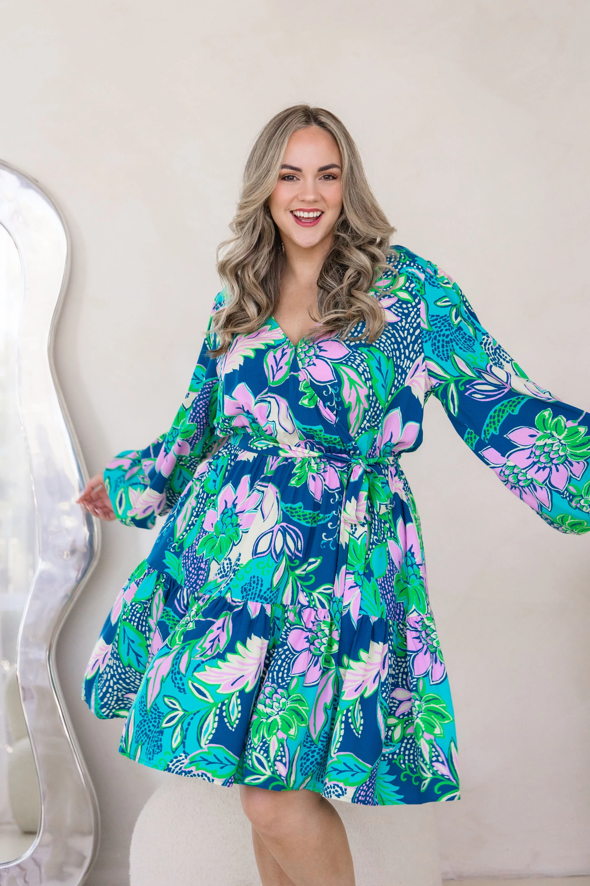 Long Sleeve Deni Dress in Kosum Pink