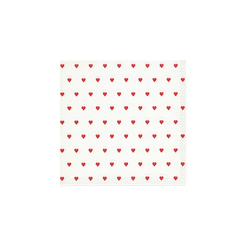Serviette 16er-Set coeurs red
