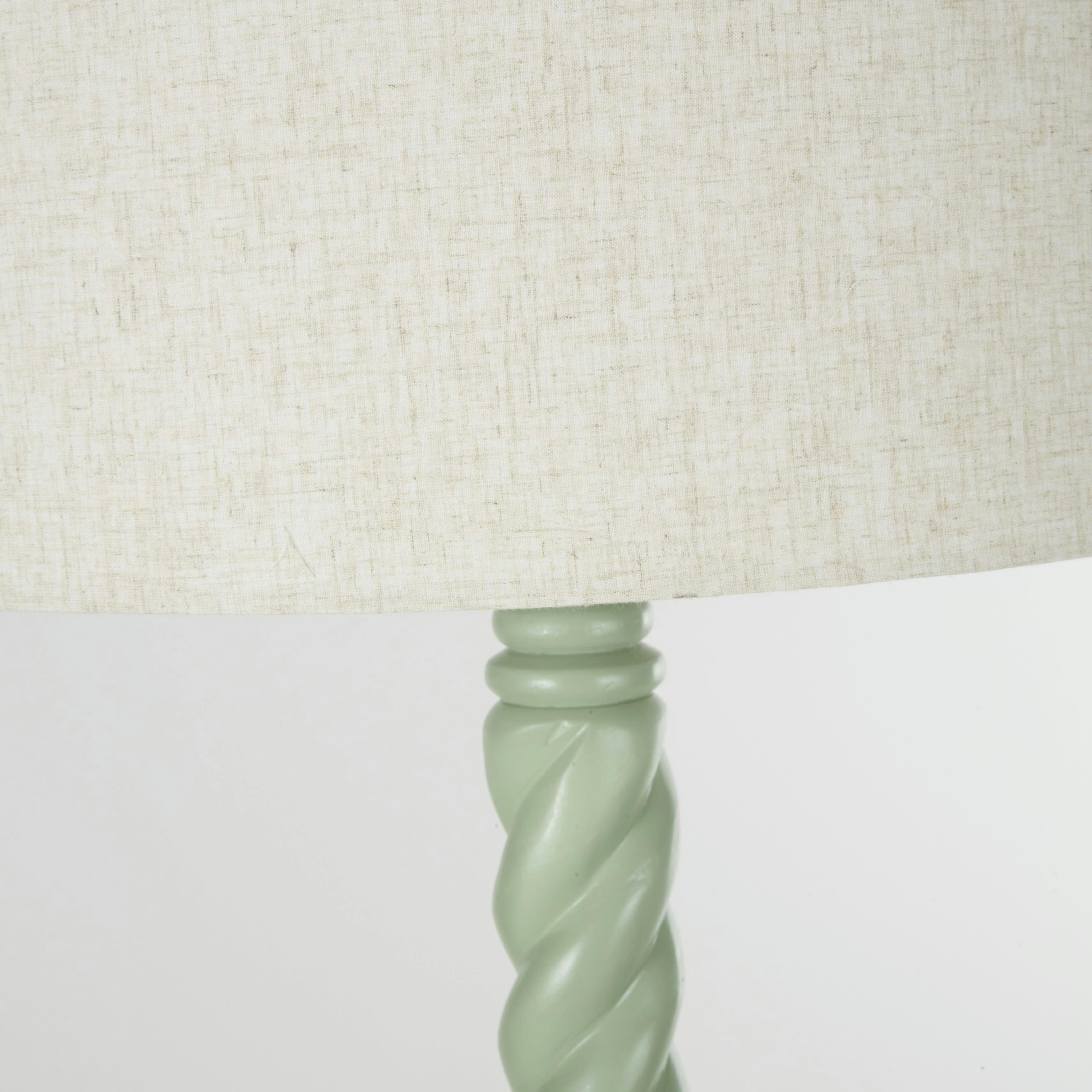 GAELLE - Lampadaire en bois de manguier torsadé et abat-jour beige H164