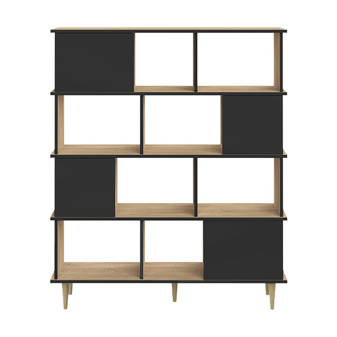 ICONIC - Bibliothèque effet bois chêne naturel et noir