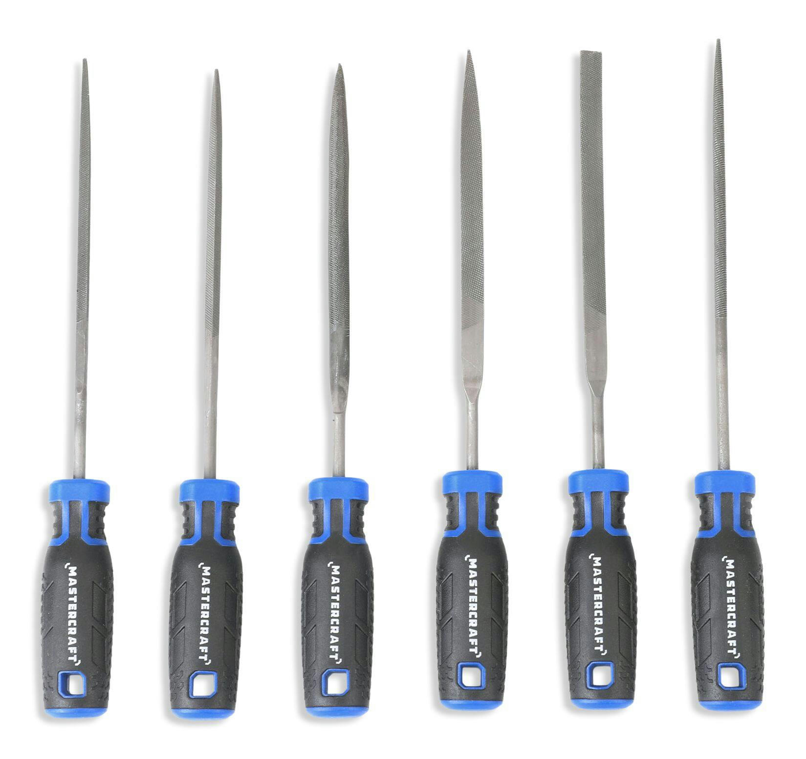 Mastercraft Needle File Set with Organizer Box, Premium Rubber Grip, High Carbon Steel, 6-pc
